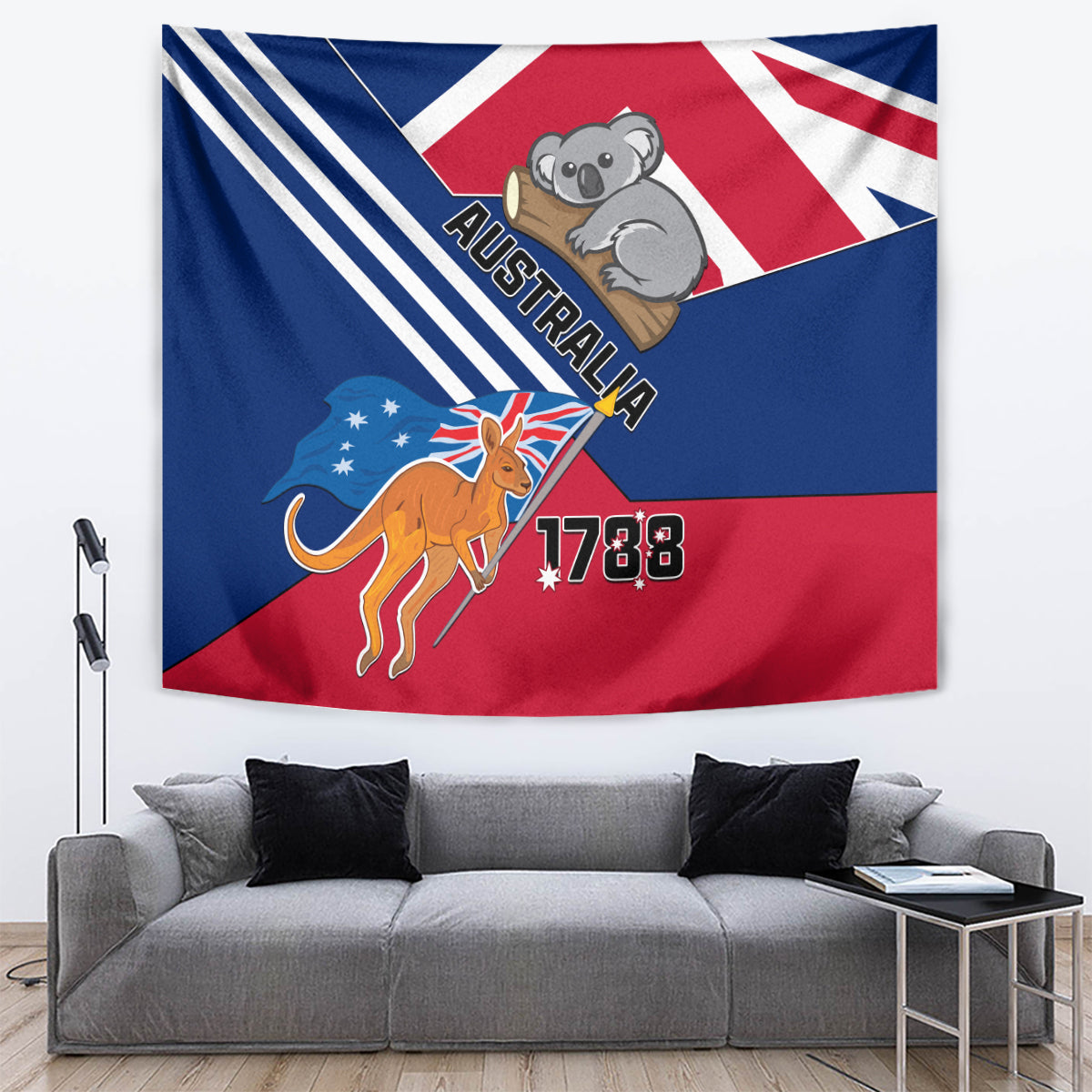 Australia Day Kangaroo and Koala With Flag Tapestry - Wonder Print Shop