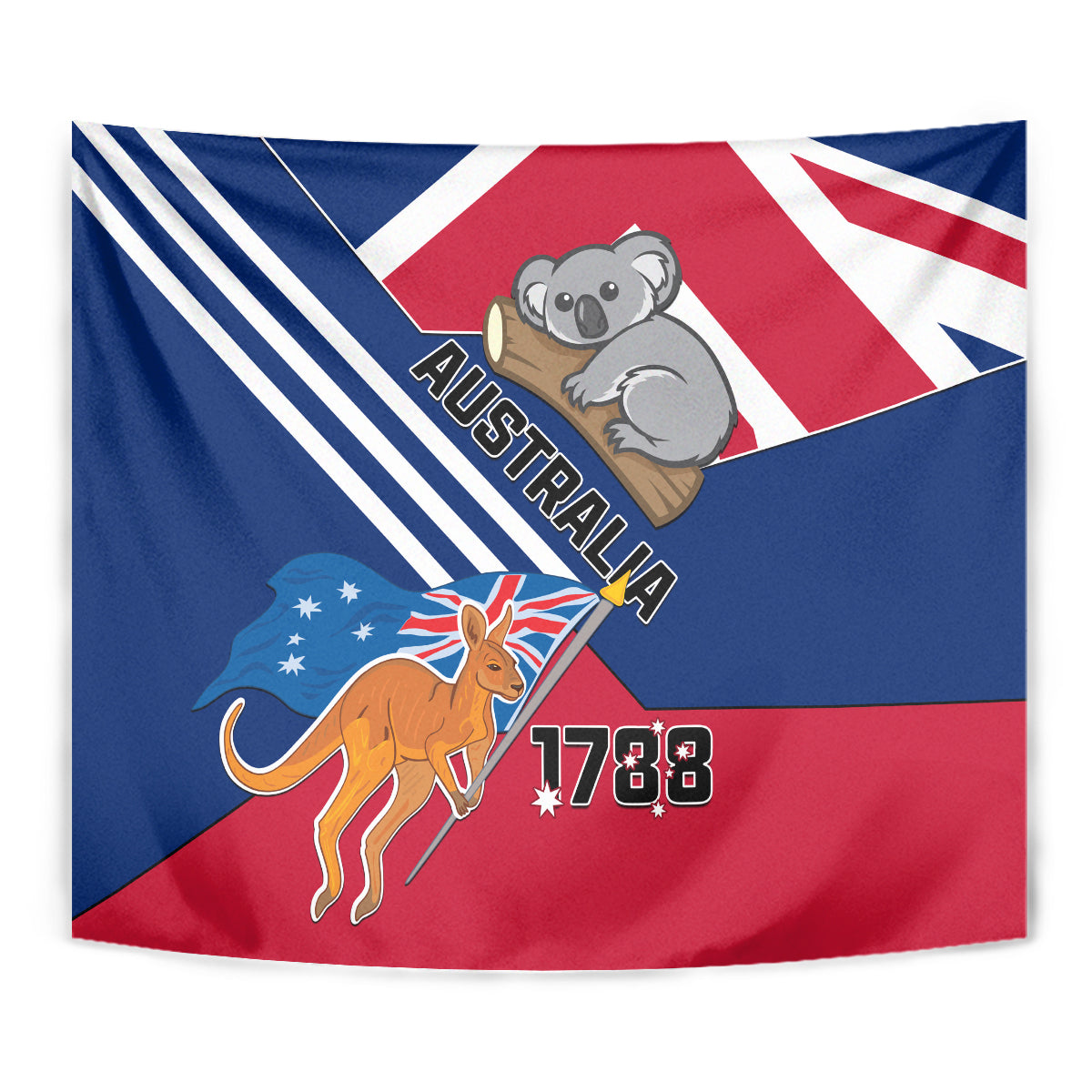 Australia Day Kangaroo and Koala With Flag Tapestry - Wonder Print Shop