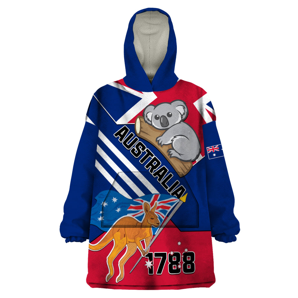 Australia Day Kangaroo and Koala With Flag Wearable Blanket Hoodie - Wonder Print Shop