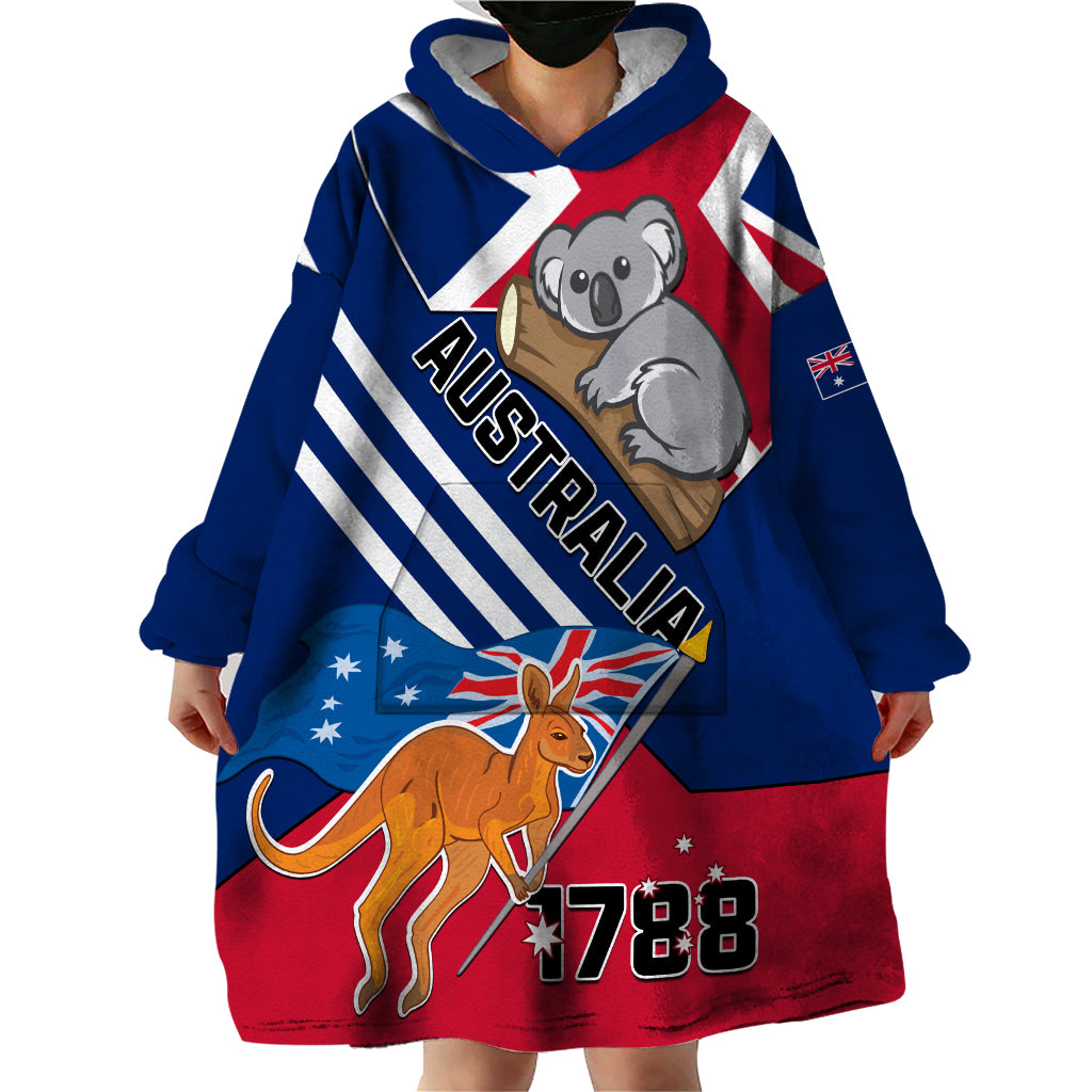 Australia Day Kangaroo and Koala With Flag Wearable Blanket Hoodie - Wonder Print Shop