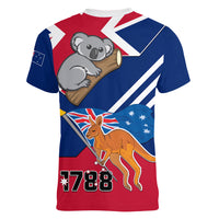 Australia Day Kangaroo and Koala With Flag Women V Neck T Shirt - Wonder Print Shop
