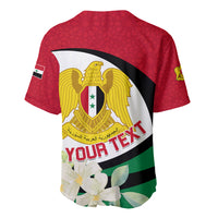Syria Independence Day Baseball Jersey Syrian Coat Of Arms With Jasmine Flower - Wonder Print Shop