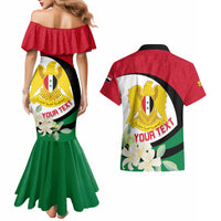 Syria Independence Day Couples Matching Mermaid Dress and Hawaiian Shirt Syrian Coat Of Arms With Jasmine Flower - Wonder Print Shop