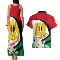 Syria Independence Day Couples Matching Tank Maxi Dress and Hawaiian Shirt Syrian Coat Of Arms With Jasmine Flower - Wonder Print Shop