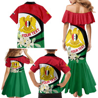 Syria Independence Day Family Matching Mermaid Dress and Hawaiian Shirt Syrian Coat Of Arms With Jasmine Flower - Wonder Print Shop