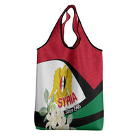 Syria Independence Day Grocery Bag Syrian Coat Of Arms With Jasmine Flower