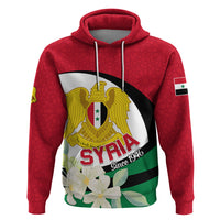 Syria Independence Day Hoodie Syrian Coat Of Arms With Jasmine Flower - Wonder Print Shop