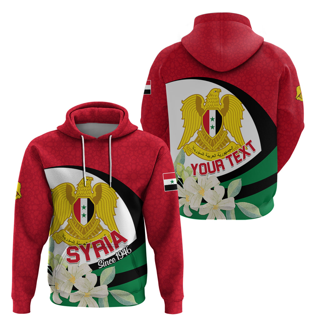 Syria Independence Day Hoodie Syrian Coat Of Arms With Jasmine Flower - Wonder Print Shop
