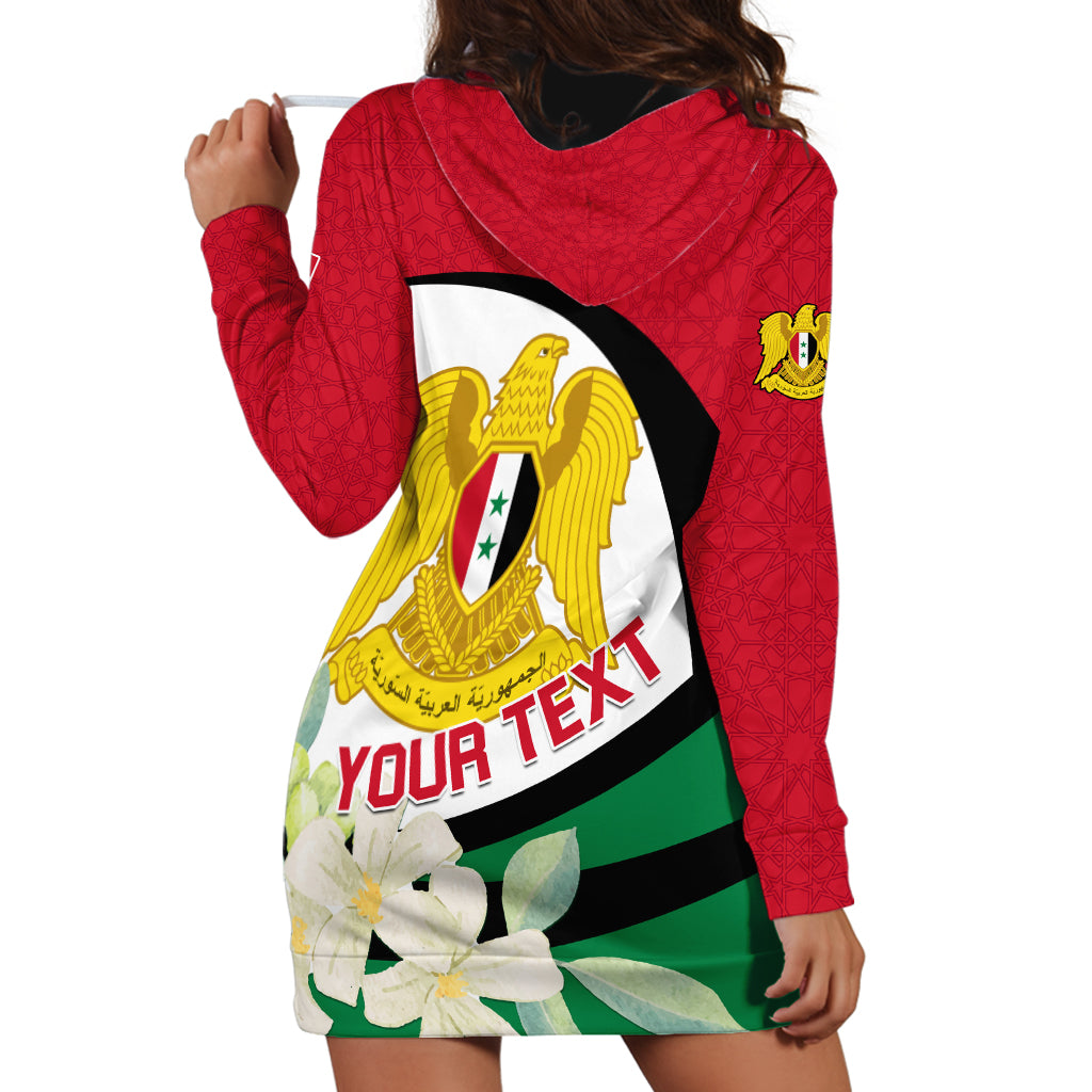 Syria Independence Day Hoodie Dress Syrian Coat Of Arms With Jasmine Flower - Wonder Print Shop