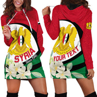 Syria Independence Day Hoodie Dress Syrian Coat Of Arms With Jasmine Flower - Wonder Print Shop