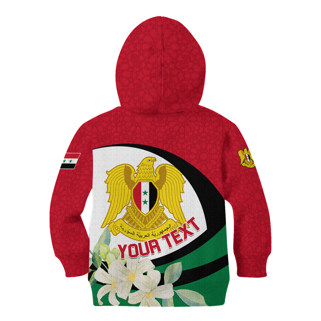 Syria Independence Day Kid Hoodie Syrian Coat Of Arms With Jasmine Flower - Wonder Print Shop