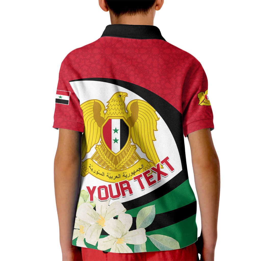 Syria Independence Day Kid Polo Shirt Syrian Coat Of Arms With Jasmine Flower - Wonder Print Shop