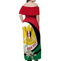 Syria Independence Day Off Shoulder Maxi Dress Syrian Coat Of Arms With Jasmine Flower - Wonder Print Shop