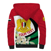 Syria Independence Day Sherpa Hoodie Syrian Coat Of Arms With Jasmine Flower - Wonder Print Shop