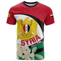 Syria Independence Day T Shirt Syrian Coat Of Arms With Jasmine Flower - Wonder Print Shop