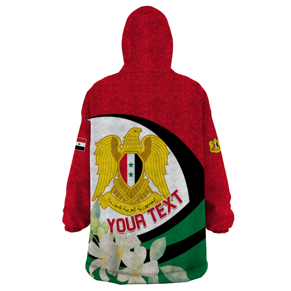 Syria Independence Day Wearable Blanket Hoodie Syrian Coat Of Arms With Jasmine Flower - Wonder Print Shop