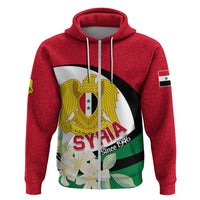 Syria Independence Day Zip Hoodie Syrian Coat Of Arms With Jasmine Flower - Wonder Print Shop