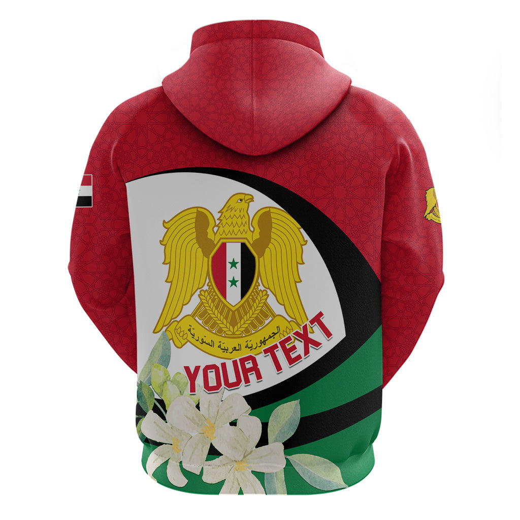 Syria Independence Day Zip Hoodie Syrian Coat Of Arms With Jasmine Flower - Wonder Print Shop