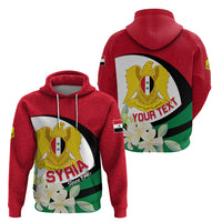 Syria Independence Day Zip Hoodie Syrian Coat Of Arms With Jasmine Flower - Wonder Print Shop