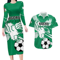 Nigeria Football Couples Matching Long Sleeve Bodycon Dress and Hawaiian Shirt Go Super Eagles - Wonder Print Shop