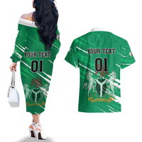 Nigeria Football Couples Matching Off The Shoulder Long Sleeve Dress and Hawaiian Shirt Go Super Eagles - Wonder Print Shop