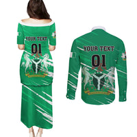 Nigeria Football Couples Matching Puletasi and Long Sleeve Button Shirt Go Super Eagles - Wonder Print Shop