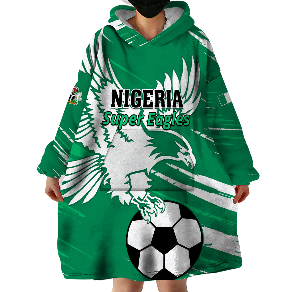 Nigeria Football Wearable Blanket Hoodie Go Super Eagles - Wonder Print Shop