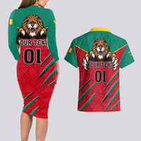 Cameroon Football Couples Matching Long Sleeve Bodycon Dress and Hawaiian Shirt Go Les Lions Indomptables - Wonder Print Shop