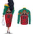 Cameroon Football Couples Matching Off The Shoulder Long Sleeve Dress and Long Sleeve Button Shirt Go Les Lions Indomptables