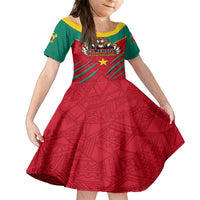 Cameroon Football Family Matching Long Sleeve Bodycon Dress and Hawaiian Shirt Go Les Lions Indomptables - Wonder Print Shop
