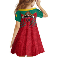 Cameroon Football Family Matching Long Sleeve Bodycon Dress and Hawaiian Shirt Go Les Lions Indomptables - Wonder Print Shop