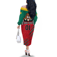 Cameroon Football Family Matching Off Shoulder Long Sleeve Dress and Hawaiian Shirt Go Les Lions Indomptables - Wonder Print Shop