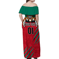 Cameroon Football Family Matching Off Shoulder Maxi Dress and Hawaiian Shirt Go Les Lions Indomptables - Wonder Print Shop