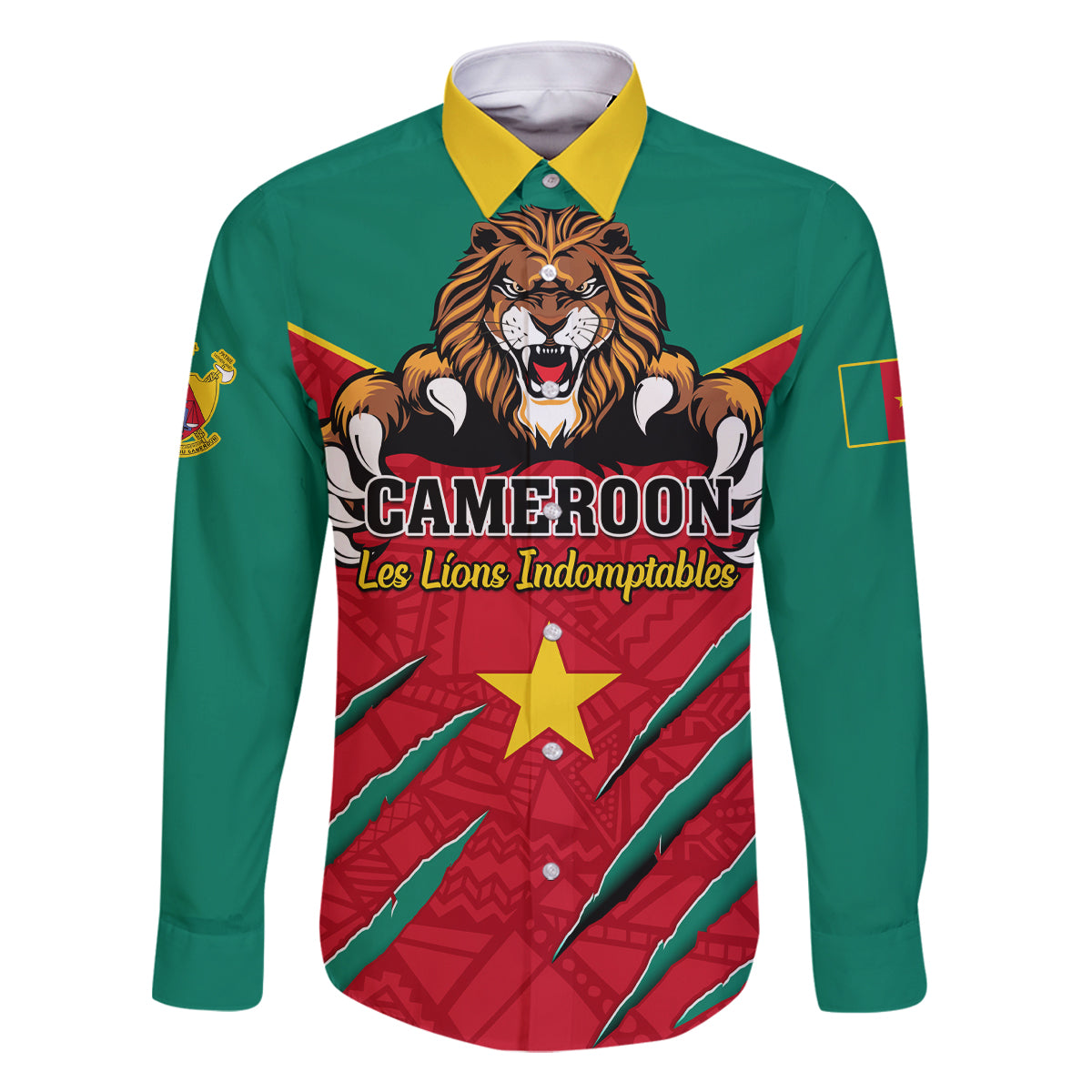 Cameroon Football Family Matching Off Shoulder Short Dress and Hawaiian Shirt Go Les Lions Indomptables - Wonder Print Shop