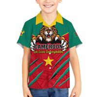 Cameroon Football Family Matching Off Shoulder Short Dress and Hawaiian Shirt Go Les Lions Indomptables - Wonder Print Shop