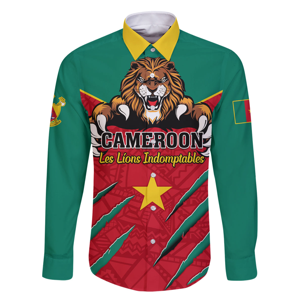 Cameroon Football Family Matching Puletasi and Hawaiian Shirt Go Les Lions Indomptables - Wonder Print Shop