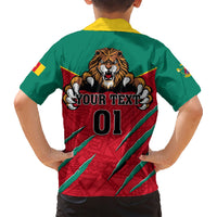 Cameroon Football Family Matching Short Sleeve Bodycon Dress and Hawaiian Shirt Go Les Lions Indomptables - Wonder Print Shop