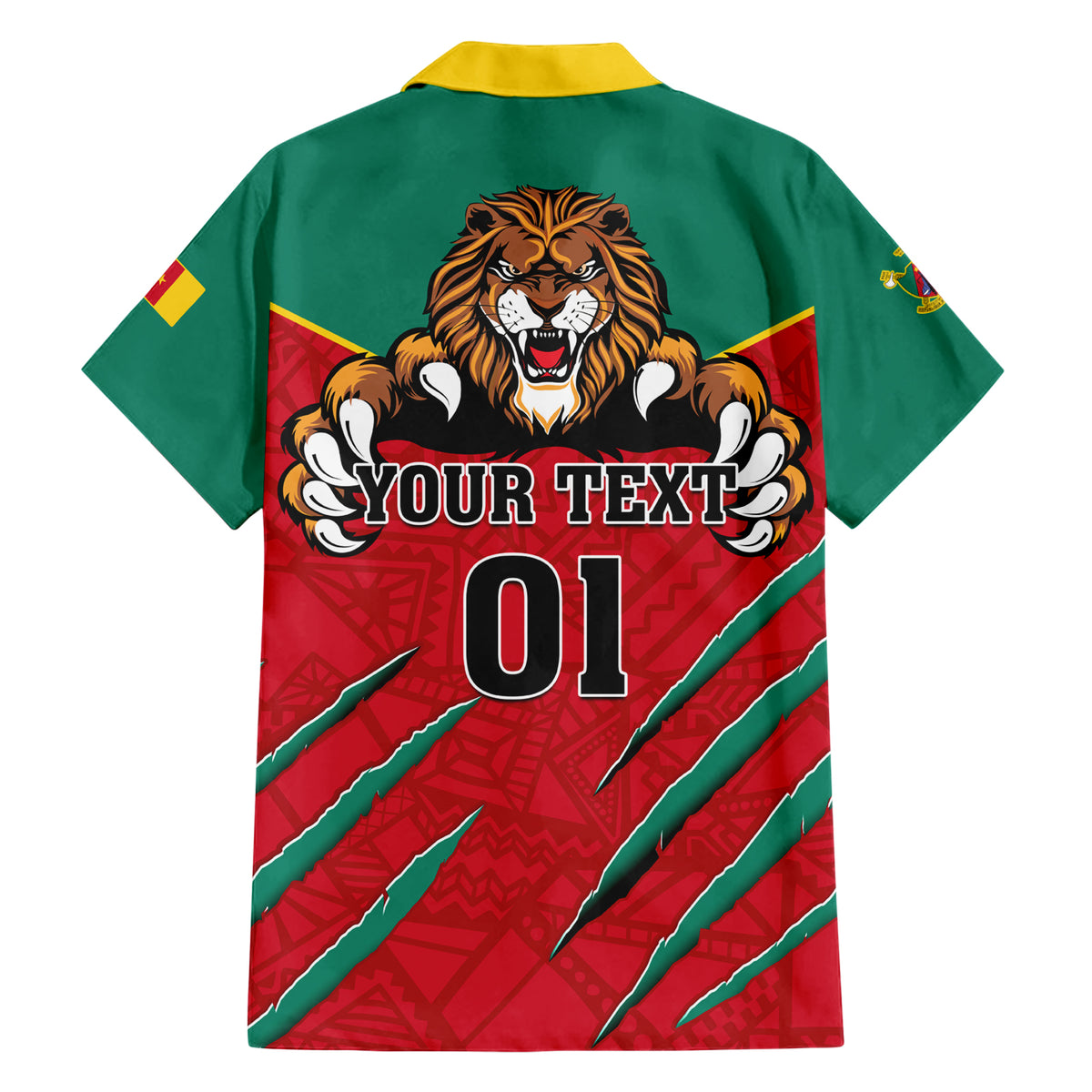 Cameroon Football Family Matching Short Sleeve Bodycon Dress and Hawaiian Shirt Go Les Lions Indomptables - Wonder Print Shop