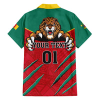 Cameroon Football Family Matching Short Sleeve Bodycon Dress and Hawaiian Shirt Go Les Lions Indomptables - Wonder Print Shop