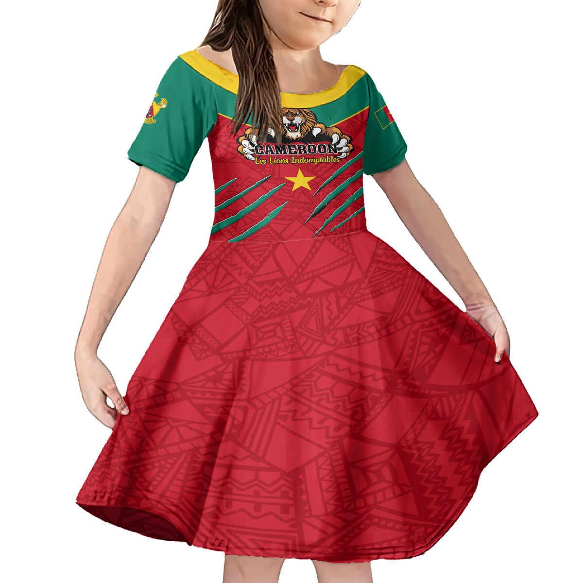 Cameroon Football Family Matching Summer Maxi Dress and Hawaiian Shirt Go Les Lions Indomptables - Wonder Print Shop