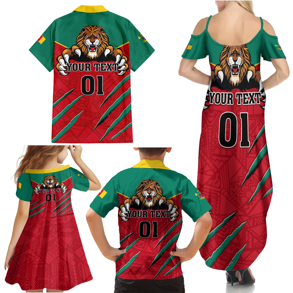 Cameroon Football Family Matching Summer Maxi Dress and Hawaiian Shirt Go Les Lions Indomptables - Wonder Print Shop