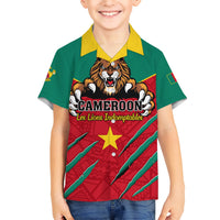 Cameroon Football Kid Hawaiian Shirt Go Les Lions Indomptables - Wonder Print Shop