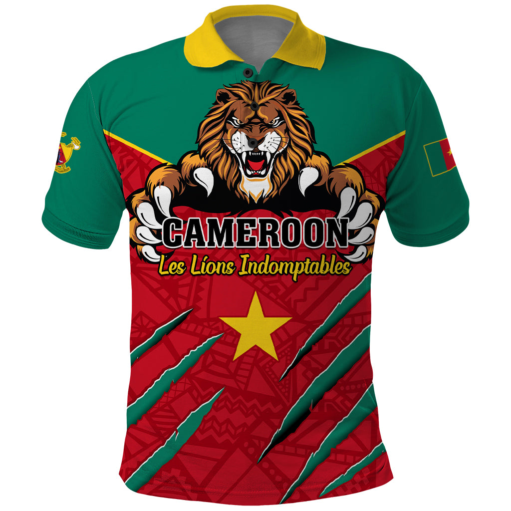 Cameroon Football Polo Shirt Go Les Lions Indomptables - Wonder Print Shop