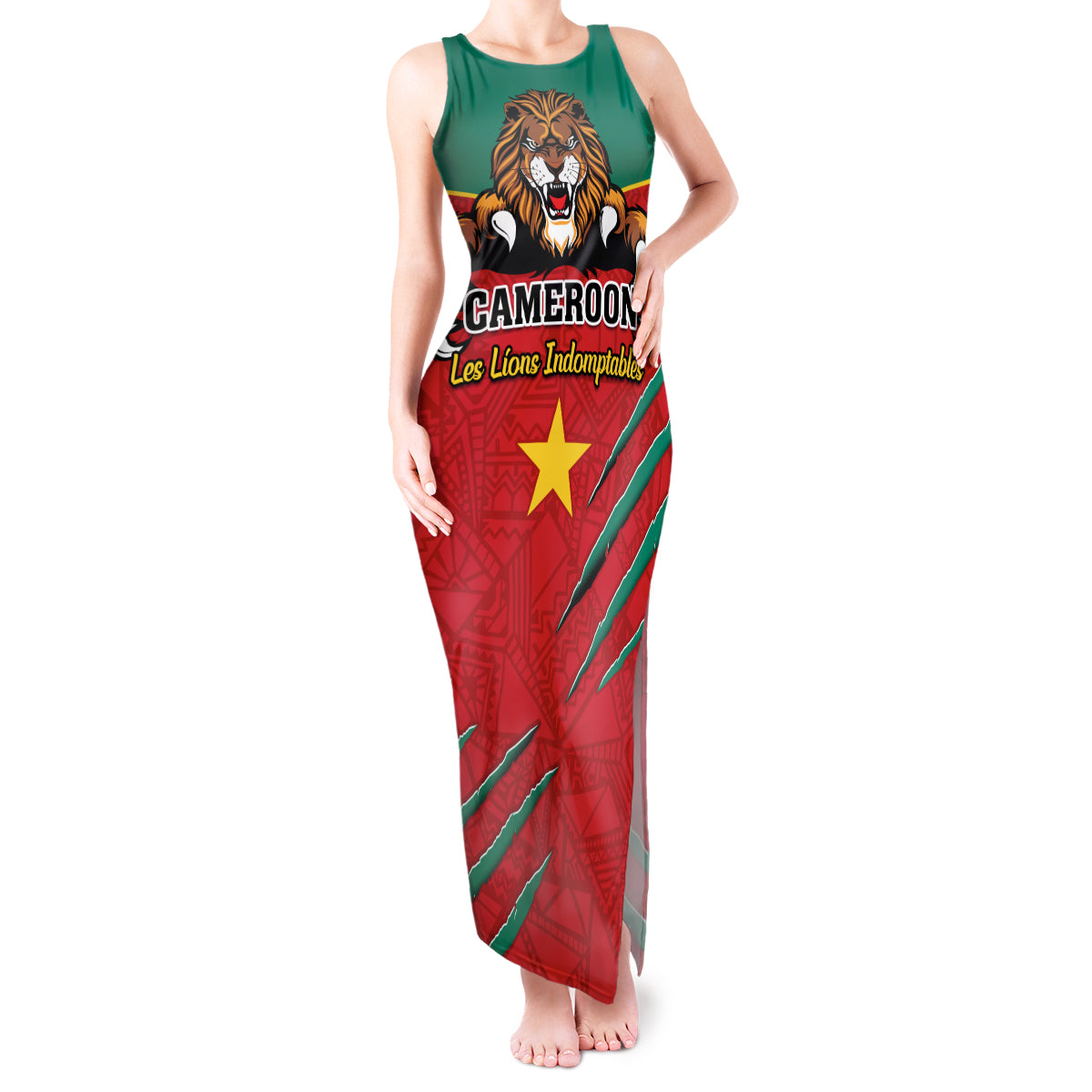 Cameroon Football Tank Maxi Dress Go Les Lions Indomptables