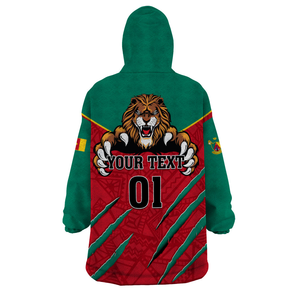 Cameroon Football Wearable Blanket Hoodie Go Les Lions Indomptables - Wonder Print Shop