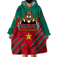 Cameroon Football Wearable Blanket Hoodie Go Les Lions Indomptables - Wonder Print Shop