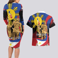 Personalized Philippines Lapulapu Couples Matching Long Sleeve Bodycon Dress and Hawaiian Shirt Hero Behind The Myth