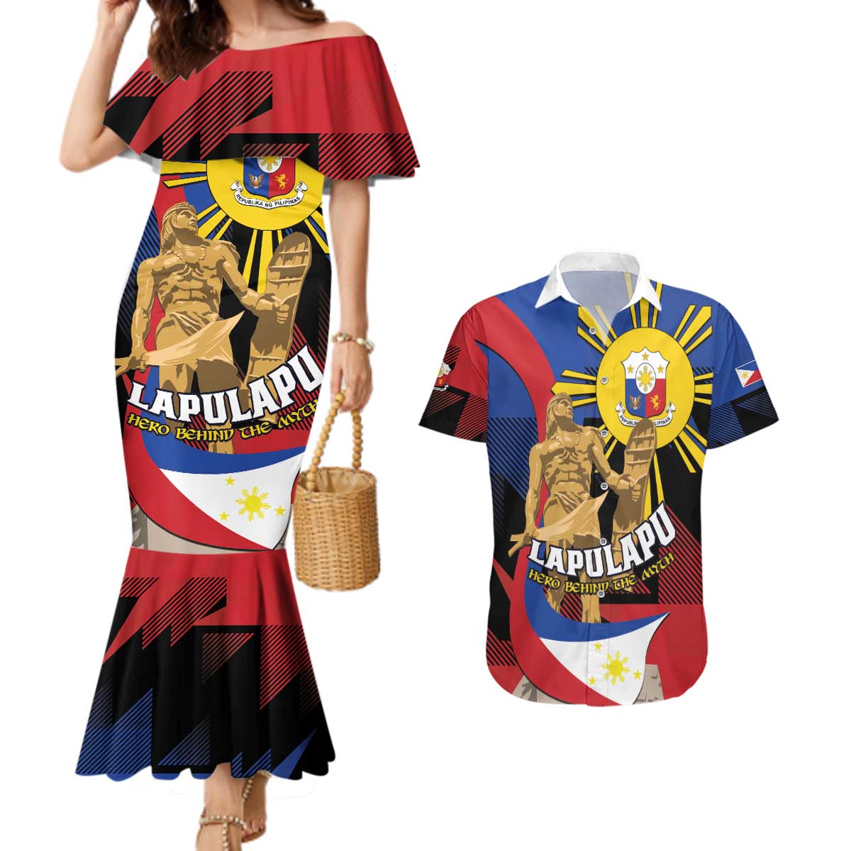 Personalized Philippines Lapulapu Couples Matching Mermaid Dress and Hawaiian Shirt Hero Behind The Myth
