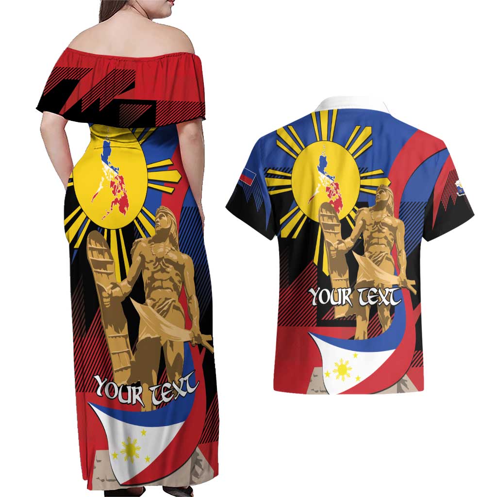 Personalized Philippines Lapulapu Couples Matching Off Shoulder Maxi Dress and Hawaiian Shirt Hero Behind The Myth