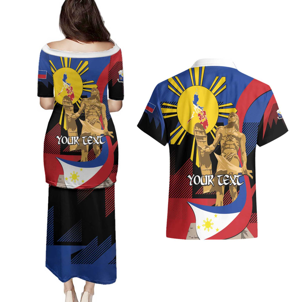 Personalized Philippines Lapulapu Couples Matching Puletasi and Hawaiian Shirt Hero Behind The Myth